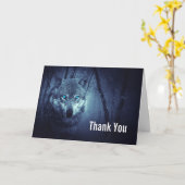 美しい青い目を持つ野生の狼ありがとう カード (黄色い花)
