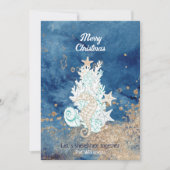 美しい青い砂の色の沿岸のカスタムクリスマス シーズンカード (正面)