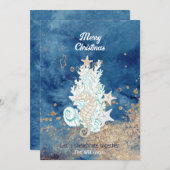美しい青い砂の色の沿岸のカスタムクリスマス シーズンカード (正面/裏面)