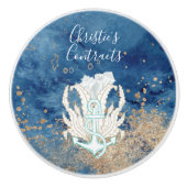 美しい青い砂色の沿岸のカスタムセラミック セラミックノブ (正面)