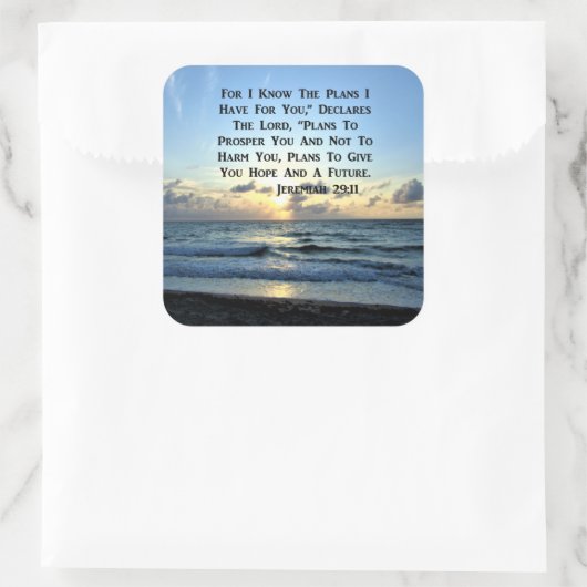 美しい青い空エレミヤ29:11写真 スクエアシール (バッグ)