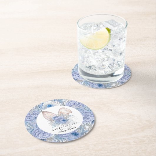 美しい青い紫の水色の復活祭 ラウンドペーパーコースター (インサイチュ)