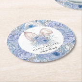 美しい青い紫の水色の復活祭 ラウンドペーパーコースター (アングル)