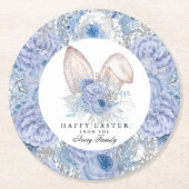 美しい青い紫の水色の復活祭 ラウンドペーパーコースター (正面)
