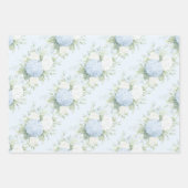 美しい青い紫陽花の花の結婚式 ラッピングペーパーシート (正面3)