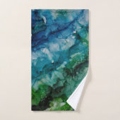 美しい青い緑の波浴室タオルセット バスタオルセット (ハンドタオル)