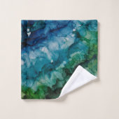 美しい青い緑の波浴室タオルセット バスタオルセット (ウォッシュタオル)