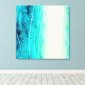美しい青い緑の絵を描海のキャンバス印刷 キャンバスプリント (インサイチュ (ウッドフロア))
