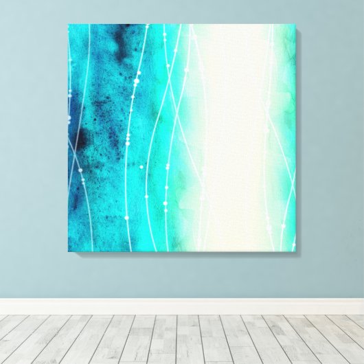 美しい青い緑の絵を描海のキャンバス印刷 キャンバスプリント (インサイチュ (ウッドフロア))