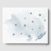 美しい青い色合いの花の緑のリース ゲストブック (裏面)