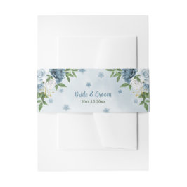 美しい青い色合いの花の緑結婚色 招待状ベリーバンド