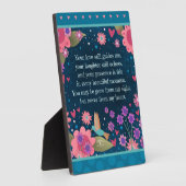 美しい青い花とハミングバードの思い出の名言 フォトプラーク (側面)