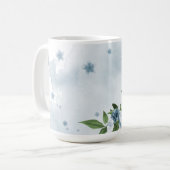 美しい青い花と緑の葉 コーヒーマグカップ (正面左)