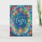 美しい青い花のイースターカード  喜びと希望のメッセージ カード (正面)