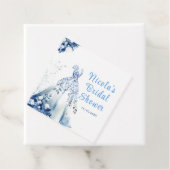 美しい青い花のウェディングドレス ブライダルシャワー フェイバータグ (インサイチュ)