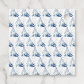 美しい青い花のウェディングドレス ブライダルシャワー フェイバータグ (裏面)