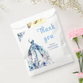 美しい青い花のウェディングドレス ブライダルシャワー フェイバーバッグ (封をした状態)