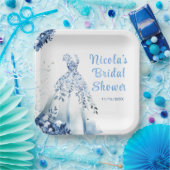 美しい青い花のウェディングドレス ブライダルシャワー ペーパープレート (パーティー)