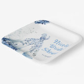 美しい青い花のウェディングドレス ブライダルシャワー ペーパープレート (傾斜あり)