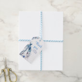 美しい青い花のドレス ブライダルシャワー ギフトタグ (より糸付き)