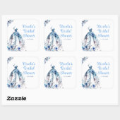 美しい青い花のドレス ブライダルシャワー スクエアシール (シート)