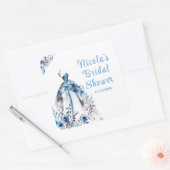 美しい青い花のドレス ブライダルシャワー スクエアシール (封筒)