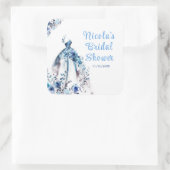 美しい青い花のドレス ブライダルシャワー スクエアシール (バッグ)