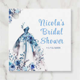 美しい青い花のドレス ブライダルシャワー フェイバータグ
