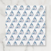 美しい青い花のドレス ブライダルシャワー フェイバータグ (裏面)