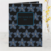 美しい青い花のブラックワインボトルグリーティングカード カード (黄色い花)