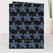 美しい青い花のブラックワインレッドのグリーティングカード カード (裏面)