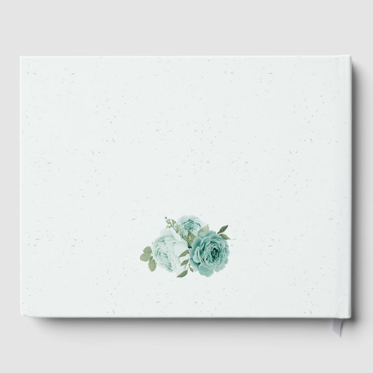 美しい青い花の緑の植物結婚植物 ゲストブック (裏面)