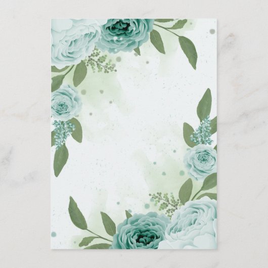 美しい青い花の緑の植物 エンクロージャーカード (裏面)