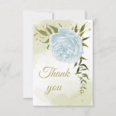 美しい青い花の緑の植物 サンキューカード (正面)