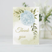 美しい青い花の緑の植物 サンキューカード (スタンド正面)