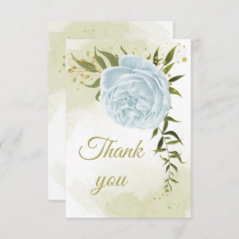 美しい青い花の緑の植物 サンキューカード