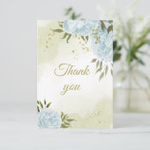 美しい青い花の緑の植物 サンキューカード (スタンド正面)