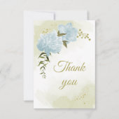 美しい青い花の緑の植物 サンキューカード (正面)