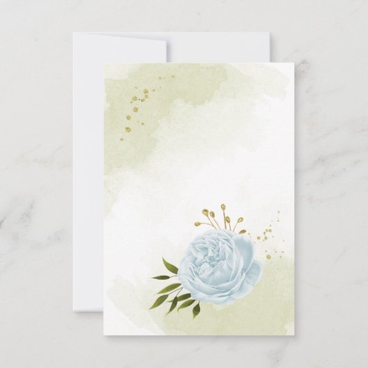 美しい青い花の緑の植物 サンキューカード (裏面)