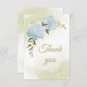 美しい青い花の緑の植物 サンキューカード (正面/裏面)