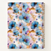 美しい青い花アルコールインクインソフトパステル ノートブック (裏面)