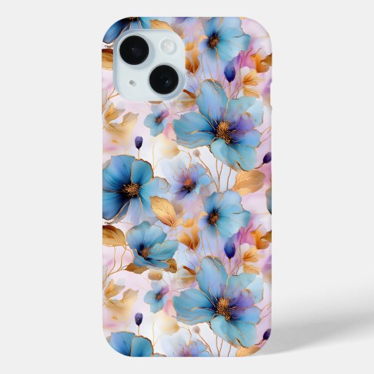 美しい青い花アルコールインクインソフトパステル Case-Mate iPhoneケース (裏面)
