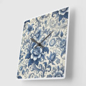 美しい青い花時計 スクエア壁時計 (傾斜)