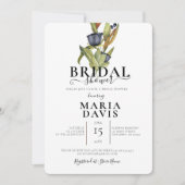 美しい青い花束のイラスト　ブライダルシャワー 招待状 (正面)