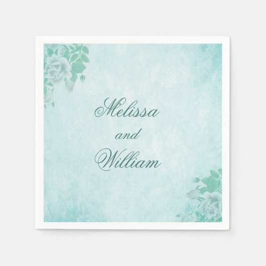 美しい青い花 スタンダードカクテルナプキン (正面)