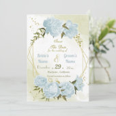 美しい青い花 緑の葉 幾何学模様 セーブザデート (スタンド正面)