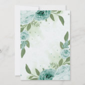 美しい青い葉花は結婚緑 招待状 (裏面)