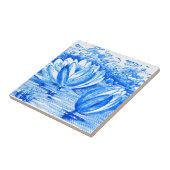 美しい青い蓮の花セラミックタイル タイル (側面)