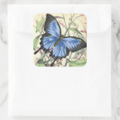 美しい青い蝶のヴィンテージアートシール スクエアシール (バッグ)