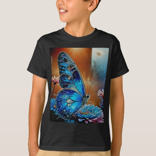美しい青い蝶 Tシャツ (正面)